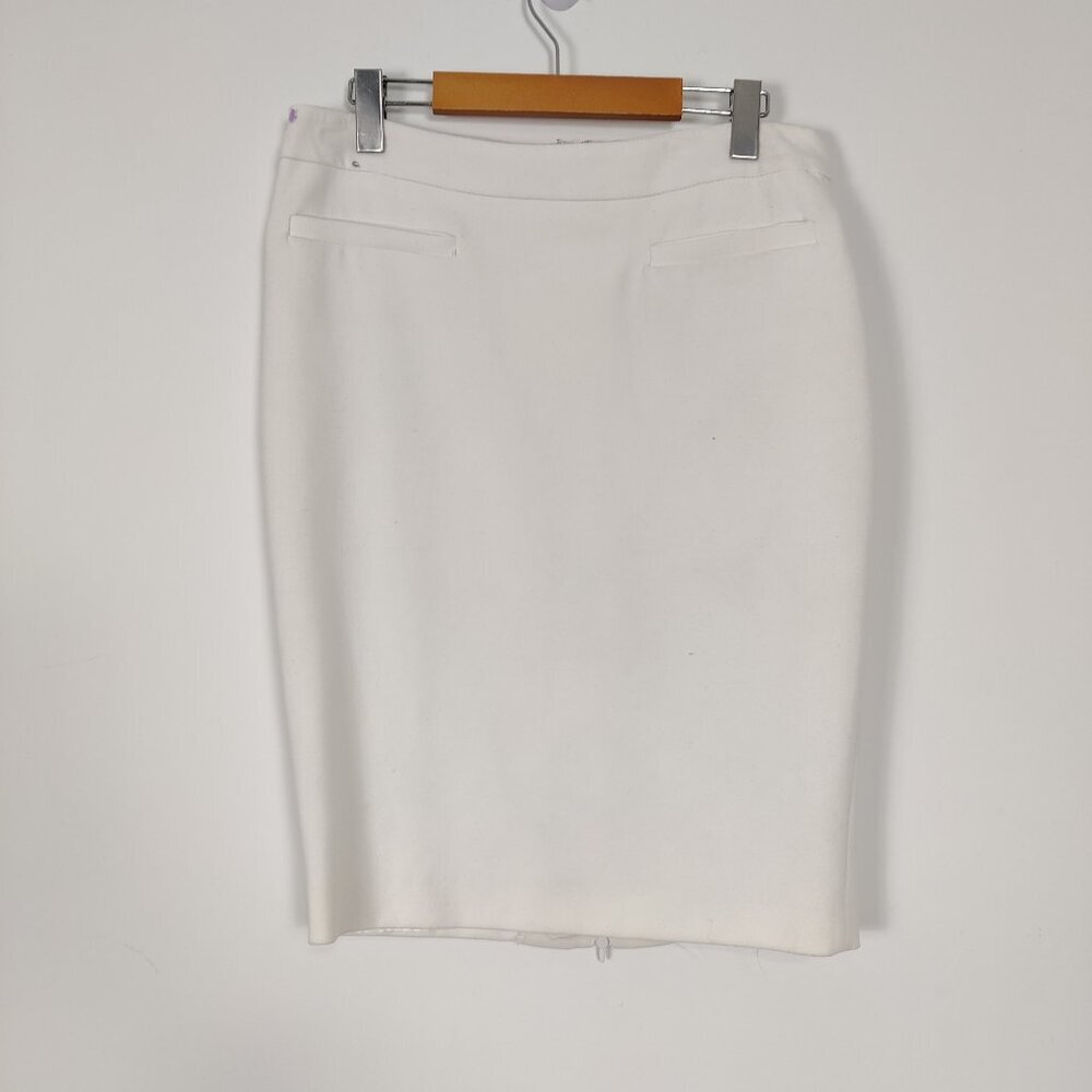 Sandra Angelozzi Women's Pencil Skirt Size 38 White Lined Business Casual Office
